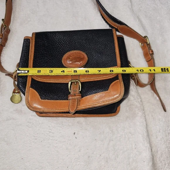 Vintage Dooney & Bourke Black Brown Leather Crossbody Satchel Bag Purse - Picture 8 of 16